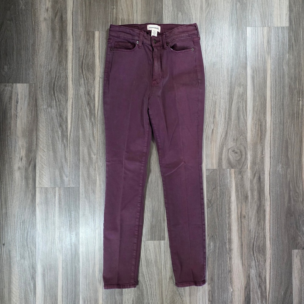 Goodthreads Womens High Rise Skinny Jeans Burgundy Plum‎ Size 24 Short 1451